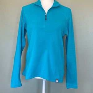 REI zip pullover in teal blue, size medium